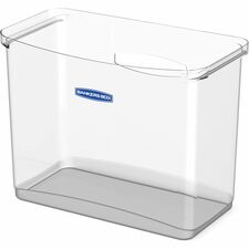 Bankers Box Portable Open Desktop File Box with Side Handles Desktop - Hanging Rail, Handle, Durable - Clear - Polypropylene - 1 Each