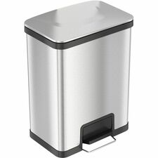 HLS Commercial AirStep Stainless Steel Step Trash Can Deodorizer - 13 gal Capacity - Rectangular - Manual - Sensor, Smudge Resistant, Foot Pedal, Handle, Easy to Clean, Fingerprint Resistant, Vented - 21.5" Height x 16.5" Width - Stainless Steel - Gray, B