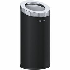 HLS Commercial 15-Gallon Round Open Top Trash Can 15 gal Capacity - Round - Removable Lid, Handle, Powder Coated - 31.5" Height x 14.9" Width - Powder Coated Steel, Galvanized Steel - Black - 1 Each