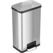 HLS Commercial AirStep Stainless Steel Step Trash Can Deodorizer - 4.76 gal Capacity - Foot Pedal, Smudge Resistant, Easy to Clean, Vented, Handle, Fingerprint Proof, Durable - 28.4" Height x 16.5" Width x 11.2" Depth - Brushed Stainless Steel - Silver -