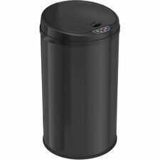 HLS Commercial 8-Gallon Sensor Trash Can Hinged Lid - 8 gal Capacity - Round - 10.30" Opening Diameter - Touchless - Sensor, Bacteria Resistant, Vented, Handle, Mobility, Fingerprint Resistant - 20.2" Height x 11.6" Width - Black - 1 Each