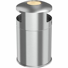 HLS Commercial 50-Gallon Dual Side-Entry Trash Can 50 gal Capacity - Round - Durable, Compact, Smudge Resistant, Ash Pan, Fingerprint Proof - 40.2" Height x 21.7" Width x 21.7" Depth - Stainless Steel - Silver - 1 Each