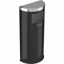 HLS Commercial 9-Gallon Half-Round Side-Entry Trash Can 9 gal Capacity - Half-round - Removable Lid, Handle, Wall Mountable, Fingerprint Resistant, Smudge Resistant, Reinforced - 35.4" Height x 7.9" Width - Powder Coated Steel, Galvanized Steel - Black -