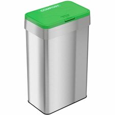 HLS Commercial Rectangular Open Top Compost Bin/Lid Push Button Opening - 21 gal Capacity - Rectangular - Smudge Resistant, Fingerprint Proof, Easy to Clean - 34" Height x 10.3" Width x 16" Depth - Stainless Steel - Silver - 1 Each