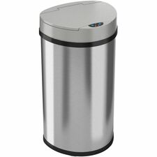 HLS Commercial 13-Gallon Semi-Round Sensor Trash Can Hinged Lid - 13 gal Capacity - Semicircular - 10.30" Opening Diameter - Touchless - Sensor, Bacteria Resistant, Vented, Handle, Mobility, Fingerprint Resistant, Smudge Resistant, Easy to Clean - 26.8" H