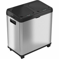 HLS Commercial 16-Gallon Combo Sensor Trash Can Multi-compartment - 16 gal Capacity - Rectangular - Touchless - Sensor, Wheels, Durable, Handle, Fingerprint Resistant, Smudge Resistant, Easy to Clean, Mobility - 22" Height x 13.9" Width - ABS Plastic, Sta