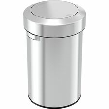 HLS Commercial 17 Gallon Stainless Steel Swing Top Swing Lid - 17 gal Capacity - Round - Durable, Fingerprint Proof, Smudge Resistant, Handle, Easy to Clean - 25.5" Height x 16" Width x 16" Depth - Stainless Steel - Silver - 1 Each