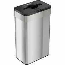 HLS Commercial 21-Gallon Rectangular Open Trash Can Push Button Opening - 21 gal Capacity - Rectangular - Fingerprint Proof, Smudge Resistant, Easy to Clean - 34" Height x 10.3" Width x 16" Depth - Stainless Steel - Silver - 1 Each