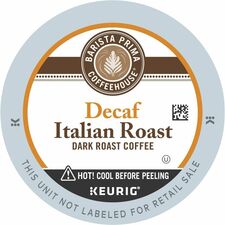 Barista Prima Coffeehouse&reg; K-Cup Italian Roast Coffee Compatible with Keurig Brewer - Dark - K-Cup - Italian Roast - Decaffeinated - 24 / Box