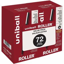 uniball&#8482; Roller Rollerball Pen 0.5 mm Micro Pen Point - Black Ink - Liquid - Black Barrel - 72 / Pack