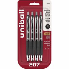 uniball&#8482; 207 Gel Pen 0.7 mm Medium Pen Point - Refillable - Retractable - Black Ink - Gel-based - Plastic Barrel - Tungsten Carbide Tip - 4 / Pack