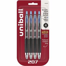uniball&#8482; 207 Gel Pen 0.7 mm Medium Pen Point - Refillable - Retractable - Blue Ink - Gel-based - Plastic Barrel - Tungsten Carbide Tip - 4 / Pack