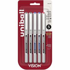 uniball&#8482; Vision Rollerball Pen 0.7 mm Fine Pen Point - Black, Blue, Red Ink - 5 / Pack