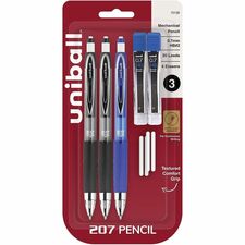 uniball&#8482; 207 Mechanical Pencils 0.7 mm Black Lead - HB/#2 - Assorted Barrel - 3 / Pack
