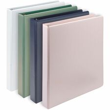 Samsill Eco-Conscious View Binder 1" Binder Capacity - Letter - 8 1/2" x 11" Sheet Size - Fastener(s): D-Ring - Pocket(s): 2, Internal - Polypropylene, Fiberboard - Indigo, Sage, White, Riose - Clear Overlay, Non-glare - 4 / Pack