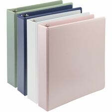 Samsill Eco-Conscious View Binder 1 1/2" Binder Capacity - Letter - 8 1/2" x 11" Sheet Size - Fastener(s): D-Ring - Pocket(s): 2, Internal - Polypropylene, Fiberboard - Indigo, Sage, White, Riose - Clear Overlay, Non-glare - 4 / Pack