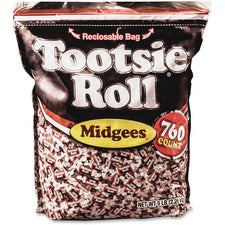Tootsie Roll Midgees Candy Assorted - Individually Wrapped, Resealable Container - 5 lb - 760 Bag - 1 Bag