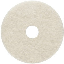 Genuine Joe Burnish Floor Pad Round - 17" Diameter - Burnishing - 1200 rpm to 3000 rpm Speed Supported - Fiber - Beige - 5 / Carton