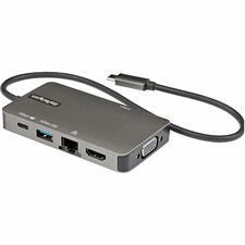 StarTech.com Docking Station for Smartphone, Tablet, Notebook - 100 W - USB Type C - 1 Displays Supported - 4K - 3840 x 2160 - 2 x USB Type-A Ports - USB Type-A - 1 x USB Type-C Ports - USB Type-C - Network (RJ-45) - 1 x HDMI Ports - HDMI - VGA - Thunderb