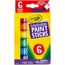 Crayola Washable Paint Sticks Red, Orange, Yellow, Blue, Green, Purple - Washable - 6 / Pack