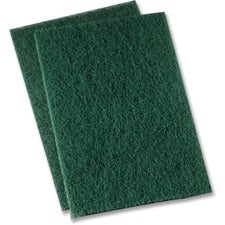 Genuine Joe Heavy-duty Scouring Pad 3.5" Width x 3.5" Depth - 15 / Carton - Polyester Blend - Green