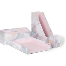 U Brands 4-Piece Desk Organization Set Desktop - Paper Wrapped - Soft Dye - Chipboard, Paper - 1 Each