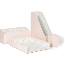 U Brands 4-Piece Desk Organization Set Desktop - Paper Wrapped - Blush - Chipboard, Paper - 1 Each