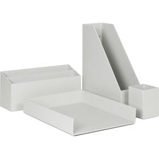 U Brands 4-Piece Desk Organization Set Desktop - Paper Wrapped - Gray - Chipboard, Paper - 1 Each