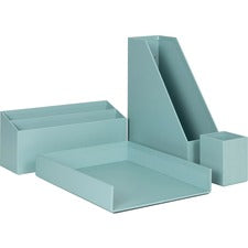 U Brands 4-Piece Desk Organization Set Desktop - Paper Wrapped - Teal - Chipboard, Paper - 1 Each