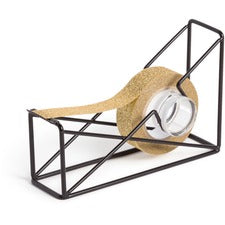U Brands Vena Desk Tape Dispenser 1" Core - Sturdy, Durable - Metal - Black - 1 Each