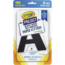 Crayola Self-adhesive Paper Letters Self-adhesive - 4" Height - Black/White - Paper - 180 / Pack