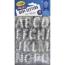 Crayola Sparkling Gems Sticker Letters Self-adhesive - 1.25" Height - Silver - 72 / Pack