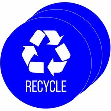 HLS Commercial Refuse Bin Icon Sticker Waterproof - Compost - 1/10" Height x 4" Width x 4" Length x 4" Diameter - Circle - Blue - Vinyl - Laminated - Recyclable, Self-adhesive, Easy Peel, Removable - 3 / Carton