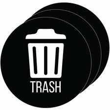 HLS Commercial Refuse Bin Icon Sticker Waterproof - Compost - 1/10" Height x 4" Width x 4" Length x 4" Diameter - Circle - Black - Vinyl - Laminated - Recyclable, Self-adhesive, Easy Peel, Removable - 3 / Carton