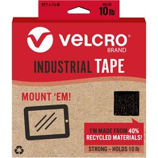 VELCRO&reg; Eco Collection Adhesive Backed Tape 8 ft Length x 1.88" Width - Black - 1 Each