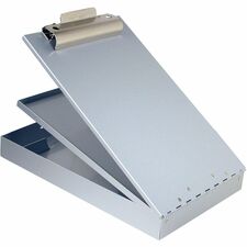 Saunders Cruiser Mate Form Holder with Storage 1" Clip Capacity - Top Opening - 8 1/2" x 14" Sheet Size - Aluminum - Gray - 1 Each