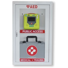 ZOLL Medical AED Combo Wall Cabinet with Alarm 22.5" Width x 8" Depth x 36" Height - Damage Resistant, See-through Window - Gray - Steel