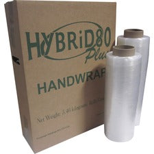 WP HYBRiD80 PLUS Stretch Wrap 17" Width x 1500 ft Length - Easy to Use, Hand Hole - Clear - 192 / Pallet