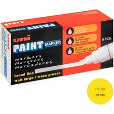 uniball&#8482; uni-Paint PX-30 Oil-Based Paint Marker Broad Chisel Marker Point - Yellow Ink - Oil Based - 6 / Box