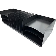 Huron Vertical/Horizontal Combo Desk Organizer 11 Compartment(s) - Horizontal/Vertical - 8" Height x 30" Width x 11" Depth - Durable - Black - Steel - 1 Each