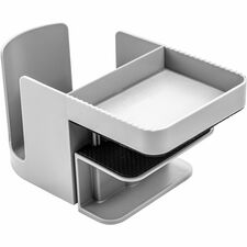 Deflecto Standing Desk Cup Holder 3.54" Height x 3.94" Width x 7.04" Depth - Cup Holder, Durable, Spill Resistant, Portable, Spring Loaded - Gray - Acrylonitrile Butadiene Styrene (ABS) - 1 Each