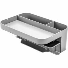 Deflecto Large Standing Desk Organizer 3 Compartment(s) - 3.50" Height x 9" Width x 6.17" Depth - Portable, Spring Loaded, Built-in Cord Catcher - Gray - Acrylonitrile Butadiene Styrene (ABS) - 1 Each