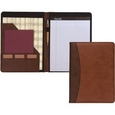 Samsill Two-Tone Pad Holder PU Leather - Brown, Black, Tan - 1 Each