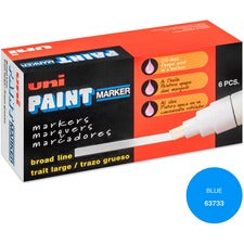 uniball&#8482; uni-Paint PX-30 Oil-Based Paint Marker Broad Chisel Marker Point - Blue Ink - Oil Based - 6 / Box