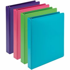 Samsill Earthchoice Durable View Binder 1" Binder Capacity - Letter - 8 1/2" x 11" Sheet Size - 200 Sheet Capacity - 3 Ring(s) - Fastener(s): Round Ring - Pocket(s): 2, Internal - Chipboard - Assorted - Recycled - Bio-based, Durable, Clear Overlay, Flexib