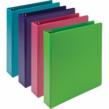 Samsill Earthchoice Durable View Binder 1 1/2" Binder Capacity - Letter - 8 1/2" x 11" Sheet Size - 325 Sheet Capacity - 3 Ring(s) - Fastener(s): Round Ring - Pocket(s): 2, Internal - Chipboard - Assorted - Recycled - Bio-based, Durable, Clear Overlay, Fl