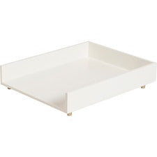 U Brands Juliet Desk Paper Tray 2.50" Height x 9.80" Width x 12.30" Depth - Desktop, Tabletop - Stackable, Front Loading - White - Pine Wood, Brass - 1 Each