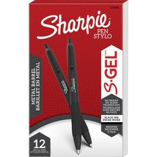 Sharpie S-Gel Pens 0.7 mm Medium Pen Point - Black Ink - Gel-based - Matte Black Metal Barrel - 1 Dozen