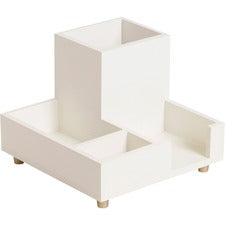 U Brands Juliet Collection Compartment Cup 4.5" Height x 6" Width x 6" Depth - Pine Wood, Brass - White - 1 Each