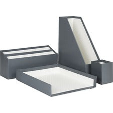 U Brands Paper Wrapped Desk Organization Kit Desktop - Sturdy, Lightweight - Gray - Chipboard - 1 Each
